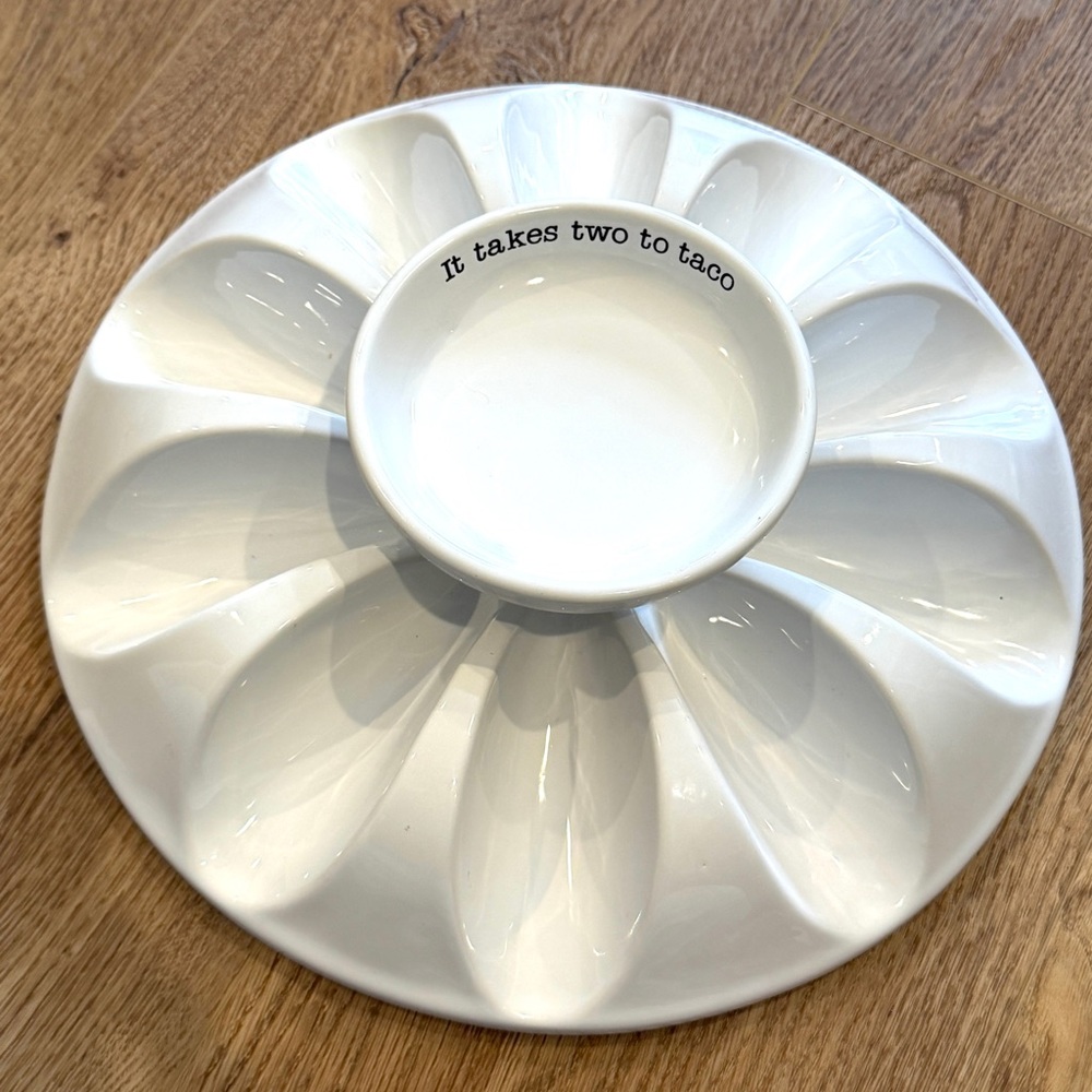 MUD PIE It Takes Two To Taco 10 Shell Holding Tray Platter White